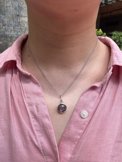 Custom sterling silver African star ruby cabochon pendants