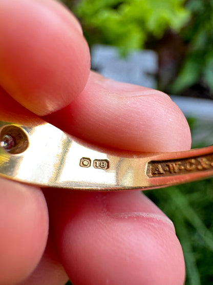 Antique 18ct yellow gold three stone 0.2ct TCW mixed old cut diamond starset gypsy ring