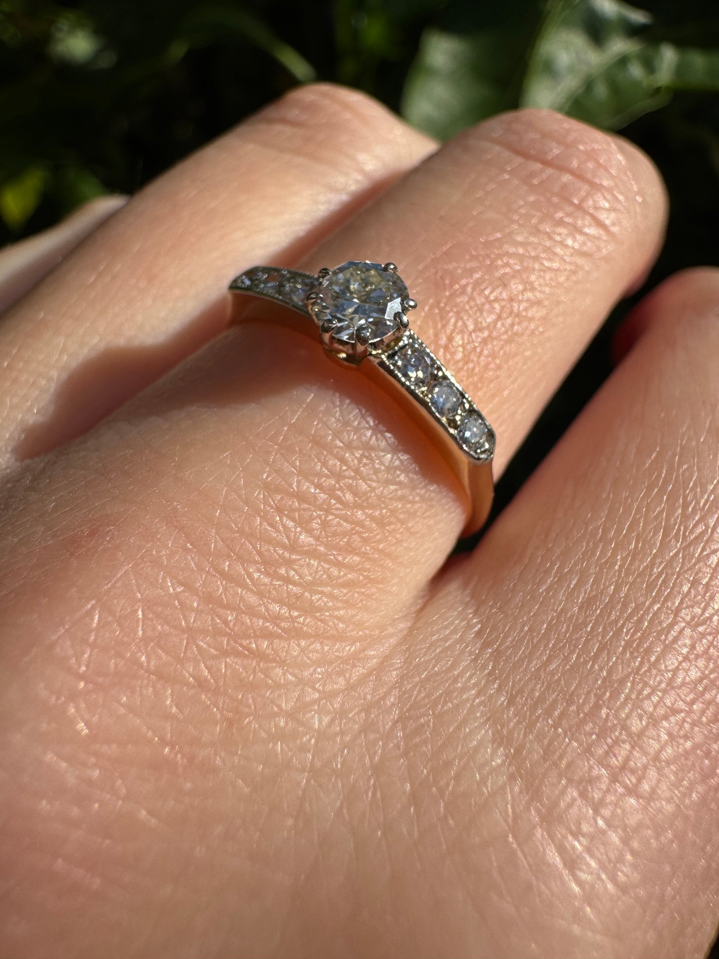 Antique Australian 18ct yellow gold 0.46ct TCW old European and old mine cut diamond ring
