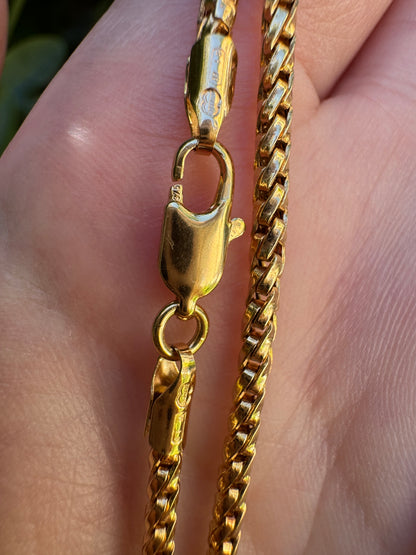 Vintage Italian 9ct yellow gold fancy snake link chain, 61cm / 24 inches long