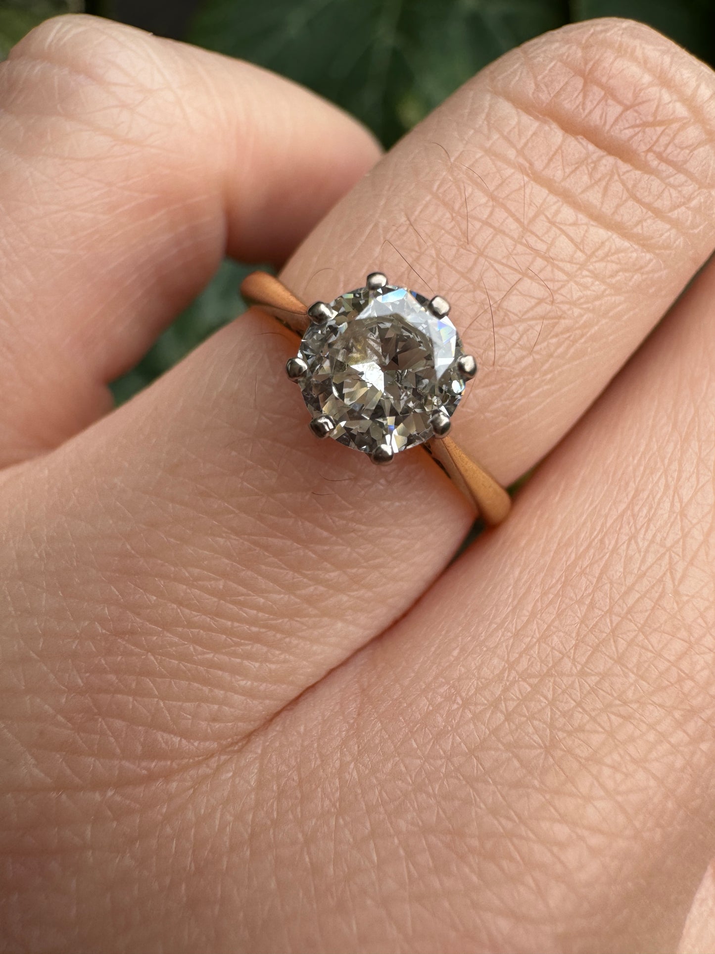 Vintage 18ct yellow gold and platinum 0.75ct old European cut diamond solitaire ring