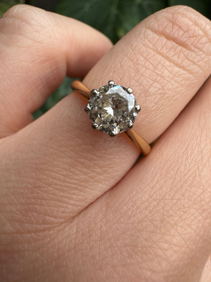 Vintage 18ct yellow gold and platinum 0.75ct old European cut diamond solitaire ring