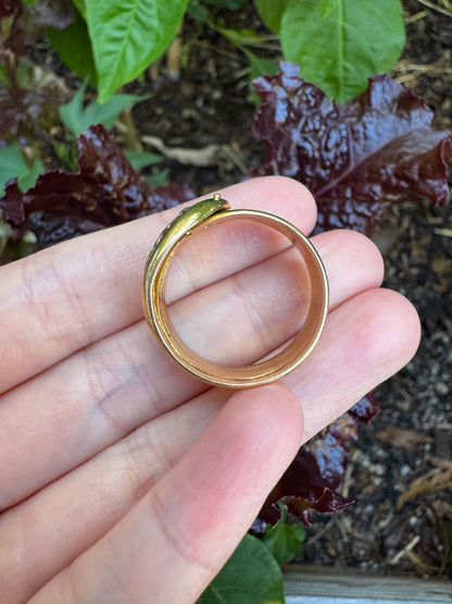 Antique 18ct yellow gold 0.15ct TCW old mine cut and single cut diamond snake ring