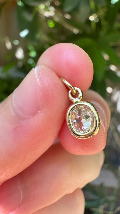 Custom handmade 9ct yellow gold 0.45ct old mine cut diamond bezel set pendant