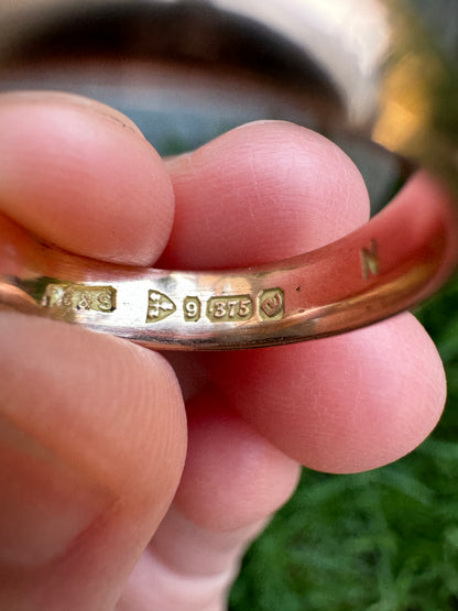 Vintage 9ct rose gold band, 3mm wide