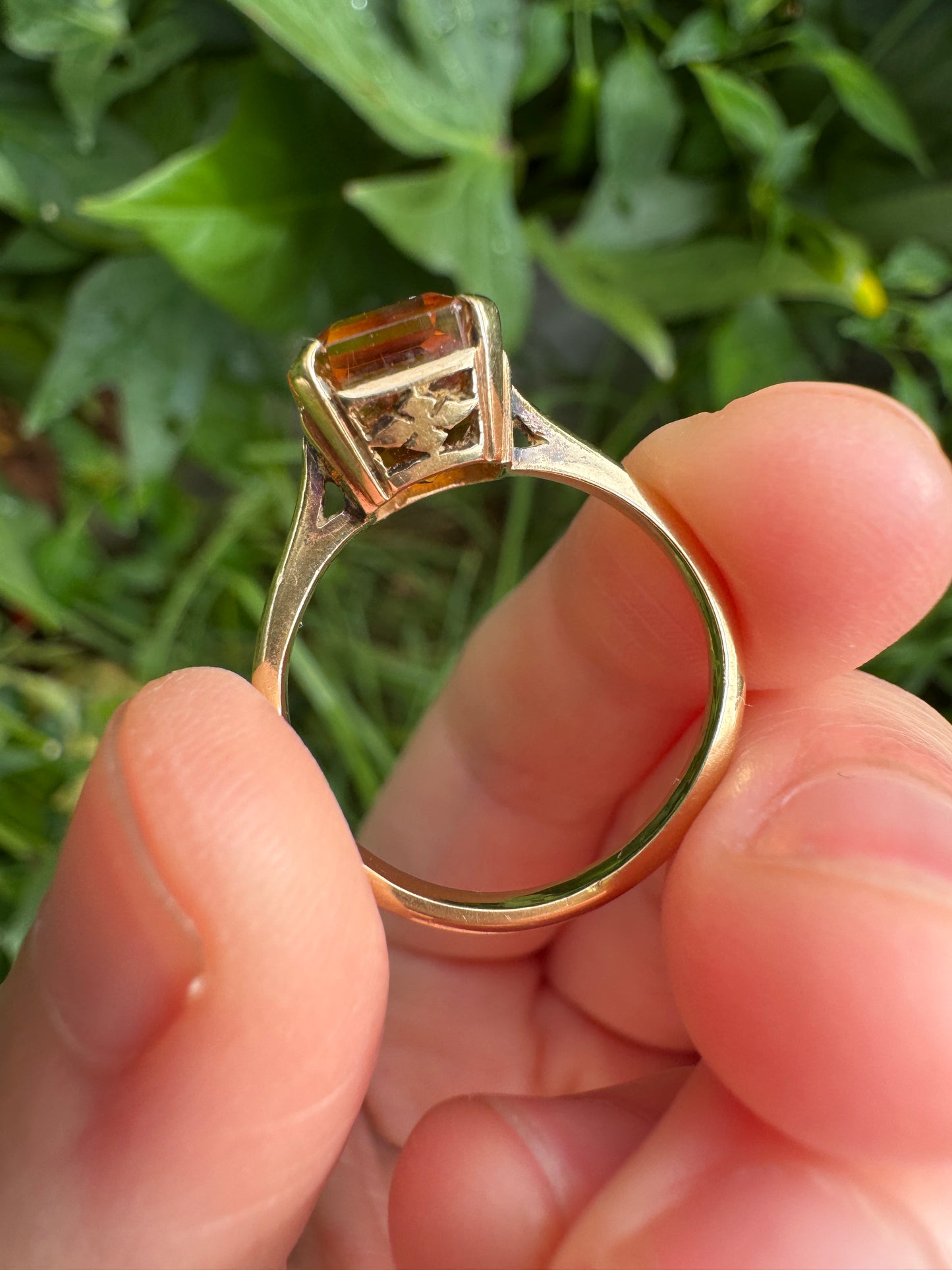 Vintage 14ct yellow gold 3.85ct faceted citrine ring