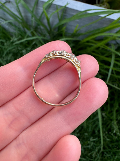 Vintage 14ct yellow gold five stone 0.7ct TCW old mine cut diamond ring