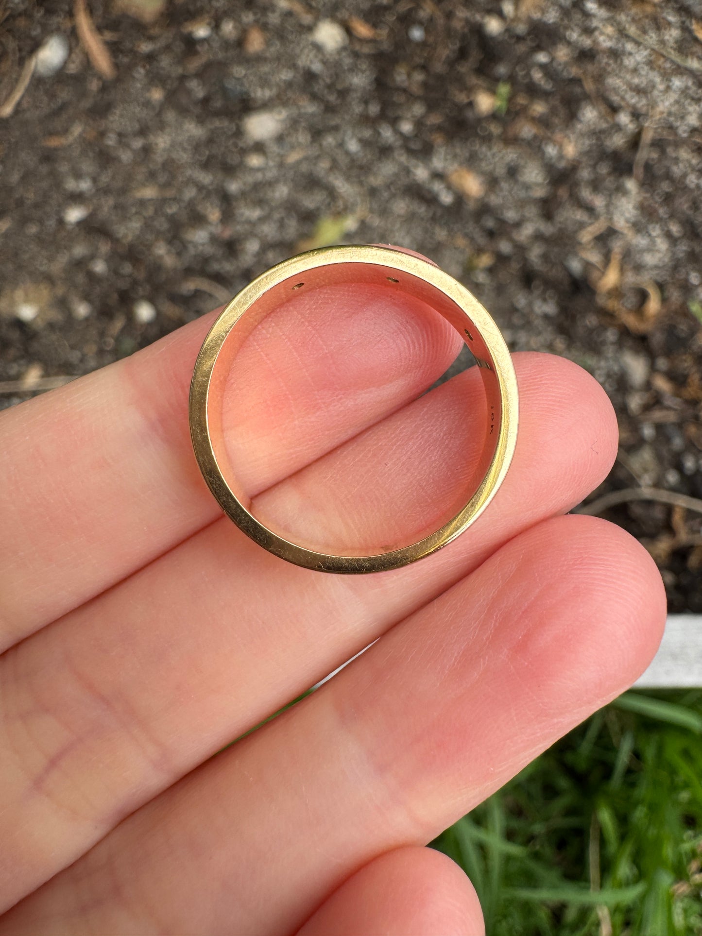 Vintage 18ct yellow gold three stone 0.1ct TCW round brilliant cut diamond starset gypsy ring