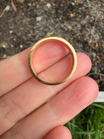 Vintage 18ct yellow gold three stone 0.1ct TCW round brilliant cut diamond starset gypsy ring