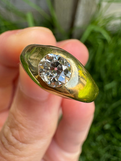 Vintage 18ct yellow gold 0.5ct old mine cut diamond gypsy ring