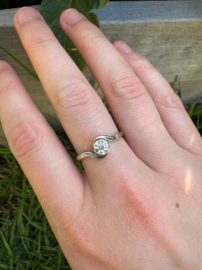 Vintage platinum 0.5ct old European cut diamond twist solitaire ring