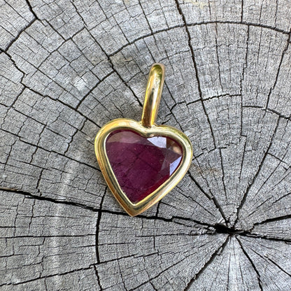 Custom 18ct yellow gold ruby heart pendant