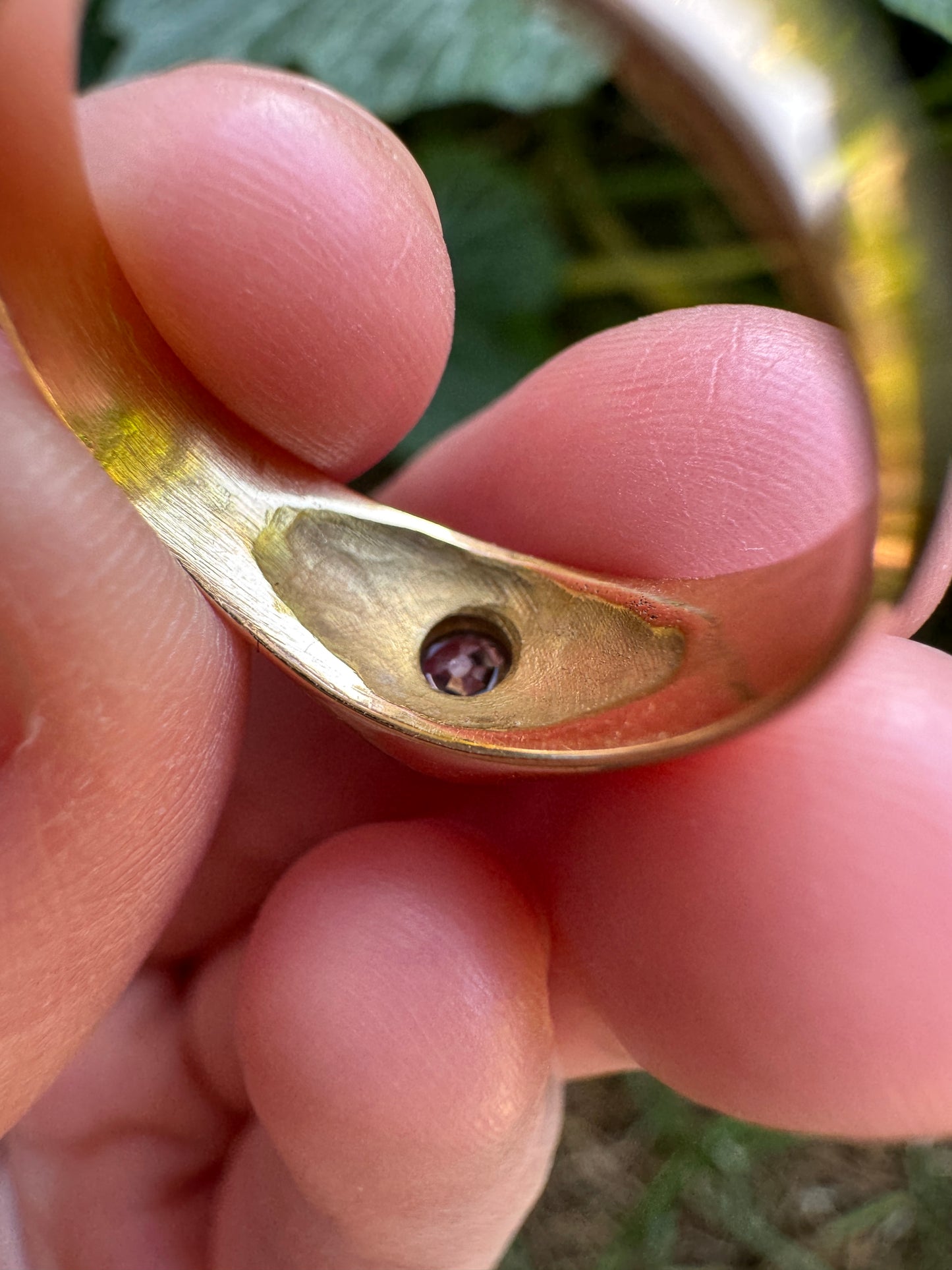 Vintage French 18ct yellow gold 0.26ct old mine cut diamond gypsy ring