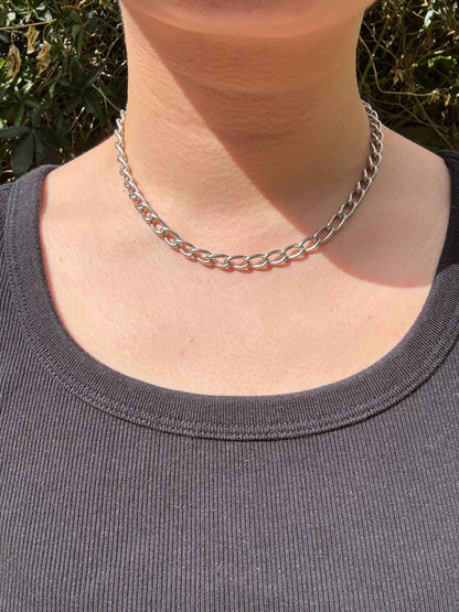 Vintage silver oval link chain with dog clip, 39cm / 15.35 inches long
