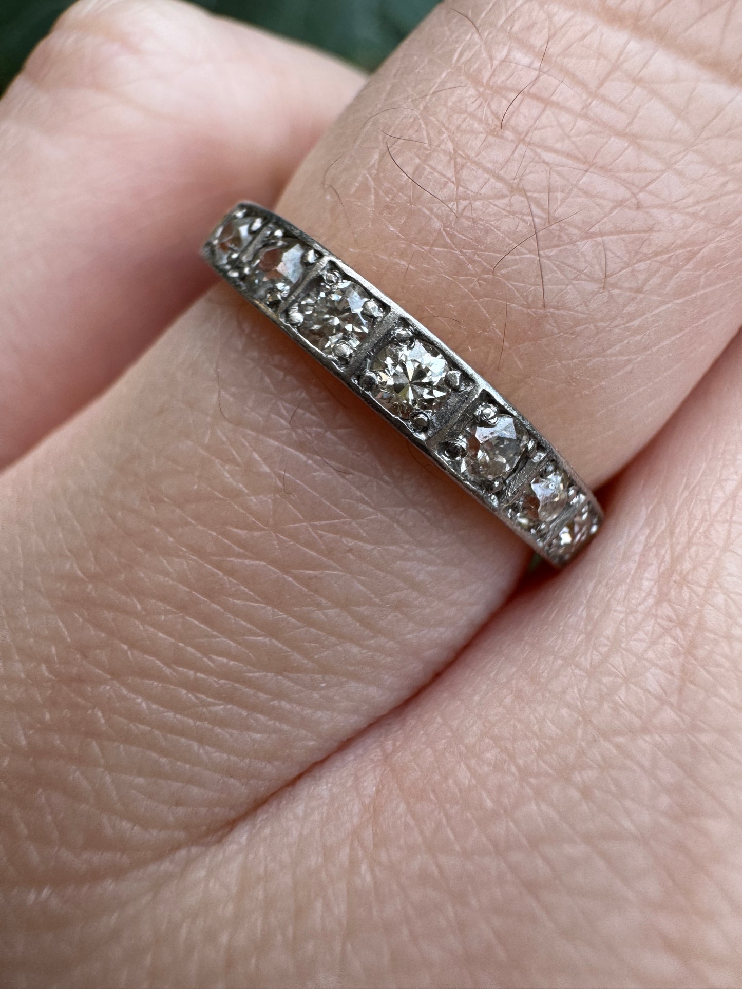Antique 18ct yellow gold 0.25ct TCW old cut diamond half eternity ring