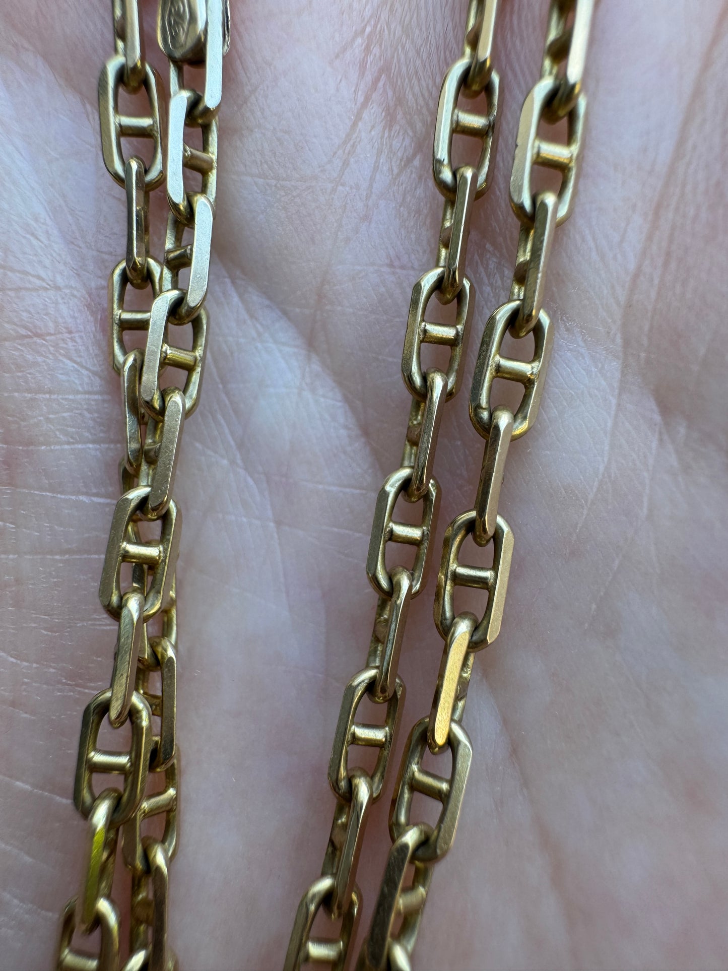 Vintage Italian 9ct yellow gold mariner link chain, 58.5cm / 23 inches long