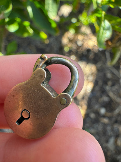 Antique 9ct rose gold padlock pendant