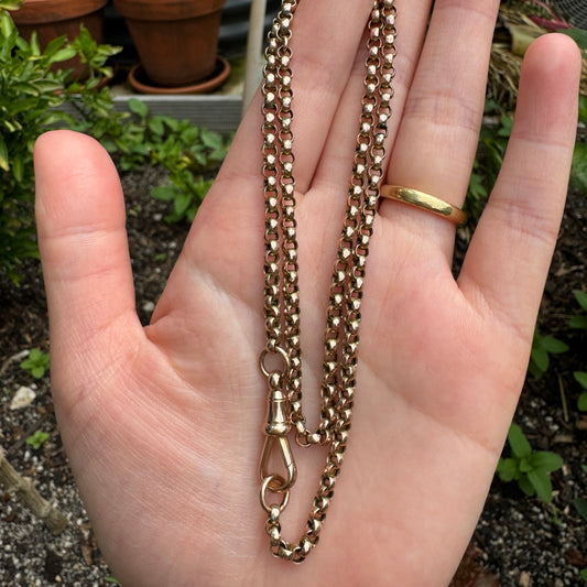 Antique 9ct rose gold belcher chain, 45cm / 17.7 inches long