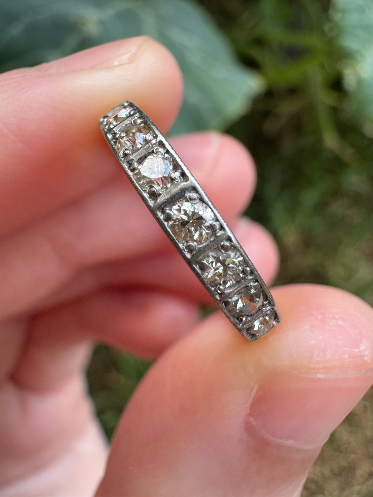 Antique 18ct yellow gold 0.25ct TCW old cut diamond half eternity ring