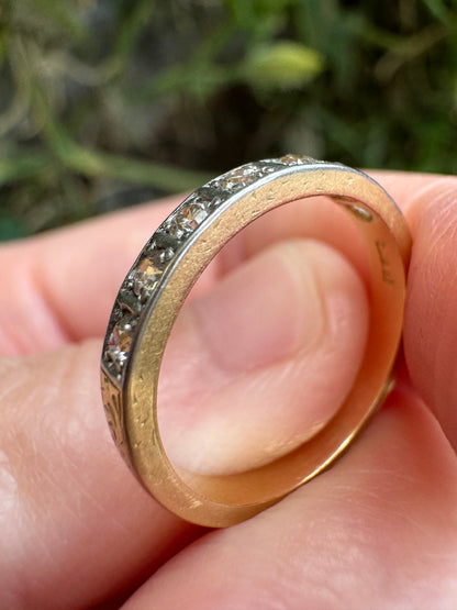 Antique 18ct yellow gold 0.25ct TCW old cut diamond half eternity ring