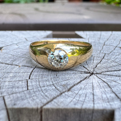Vintage 18ct yellow gold 0.5ct old mine cut diamond gypsy ring