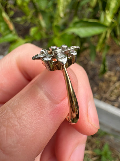 Antique 15ct yellow gold and platinum 0.14ct TCW old single cut diamond ring