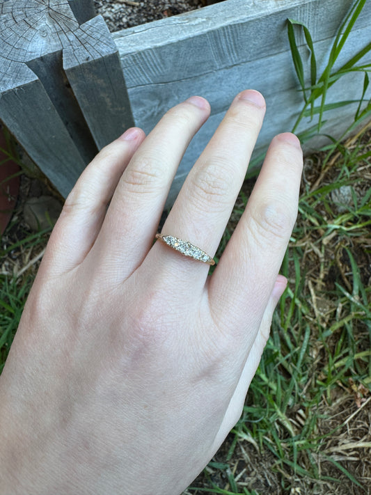 Antique 18ct yellow gold five stone 0.38ct TCW old mine cut diamond ring