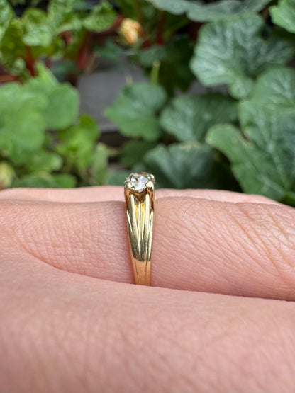 Vintage 14ct yellow gold 0.52ct old mine cut diamond solitaire ring