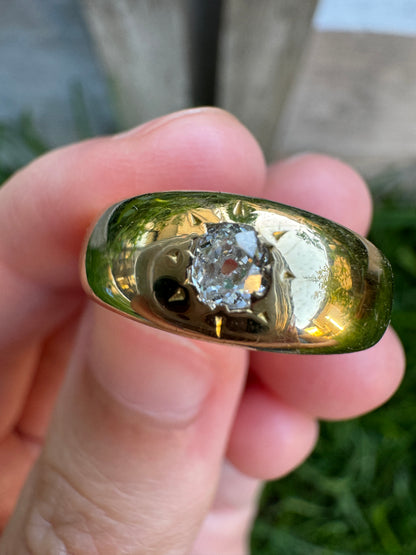 Vintage 18ct yellow gold 0.2ct old mine cut diamond starset gypsy ring