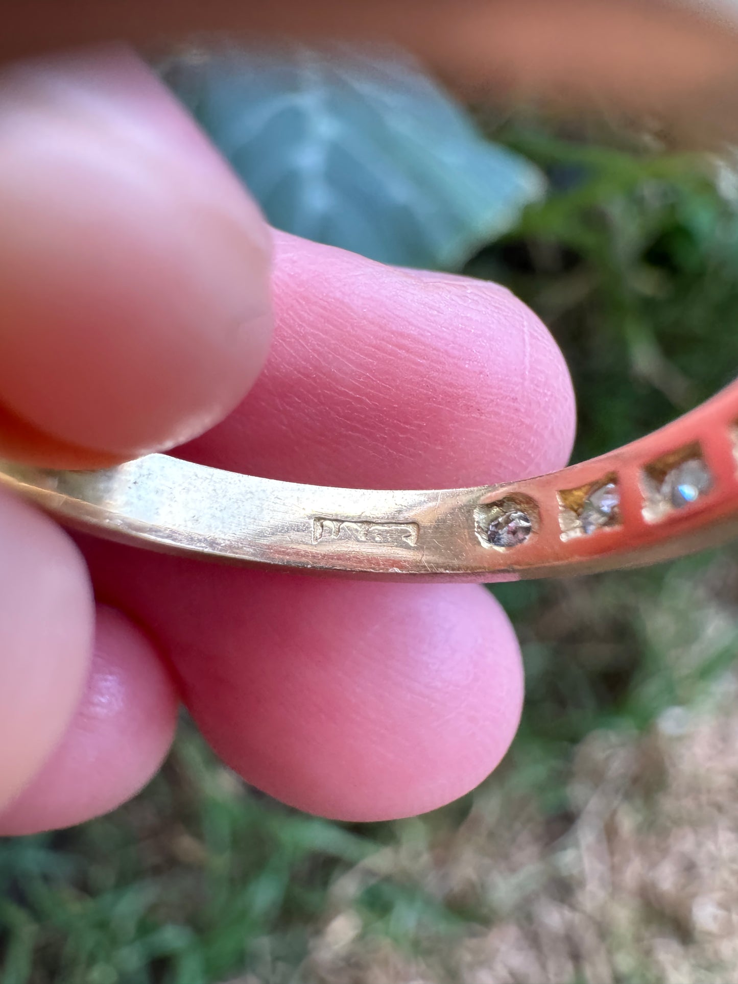 Antique 18ct yellow gold 0.25ct TCW old cut diamond half eternity ring
