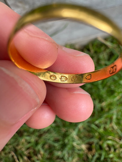 Antique Victorian 18ct yellow gold band, 2mm wide