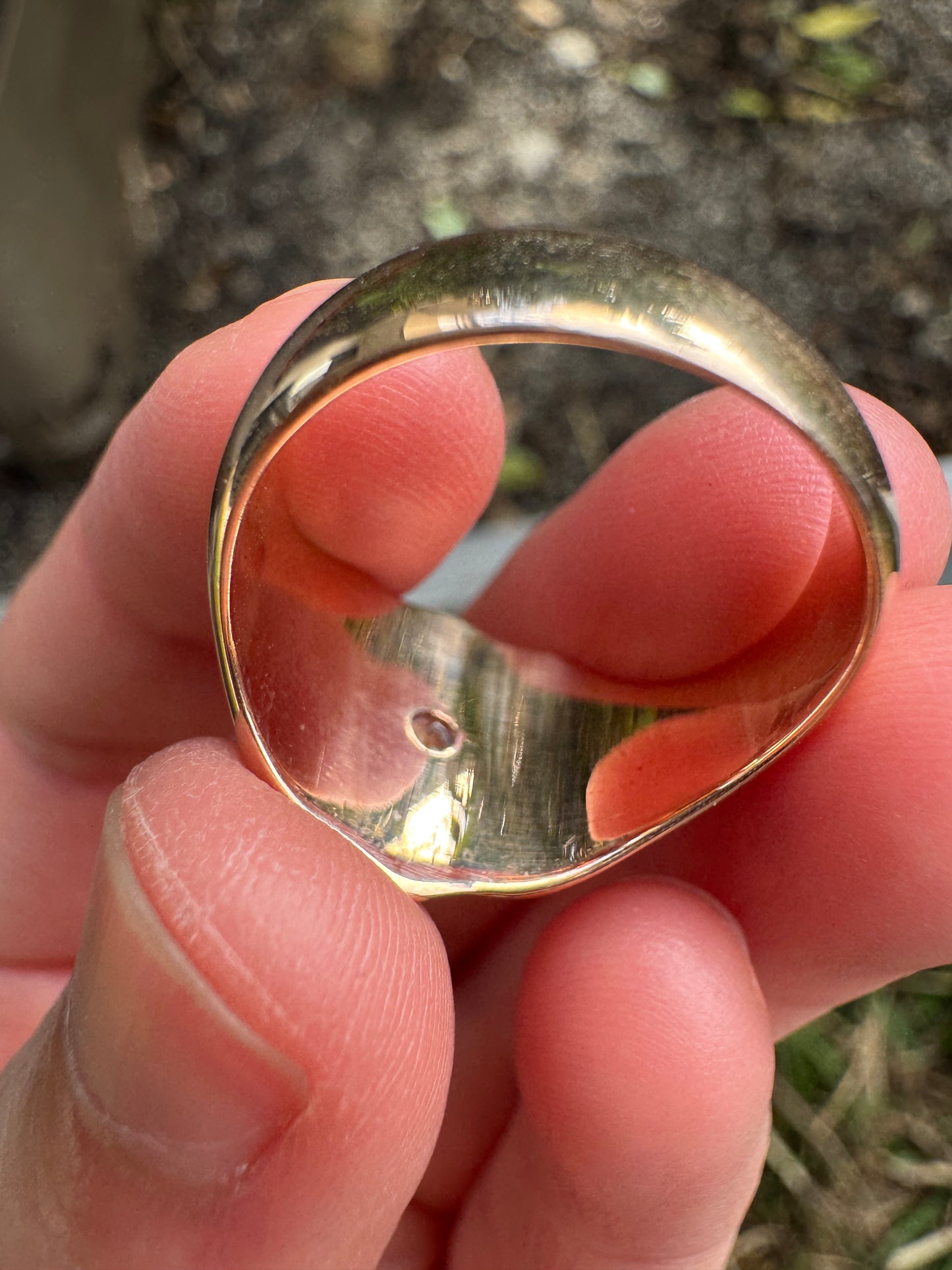 Antique English 9ct rosy yellow gold 0.15ct old European cut diamond starset shield signet ring