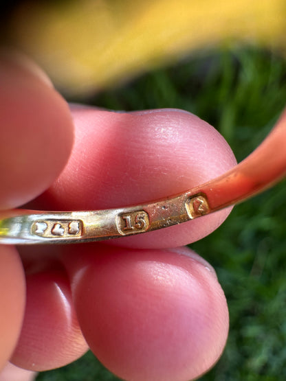 Antique 15ct yellow gold eight stone old cut and rose cut diamond gypsy ring