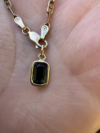 Custom handmade 9ct yellow gold 1.9ct Australian parti sapphire bezel set pendant