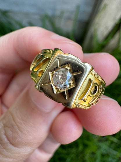 Antique 18ct yellow gold 0.2ct old mine cut diamond MIZPAH ring