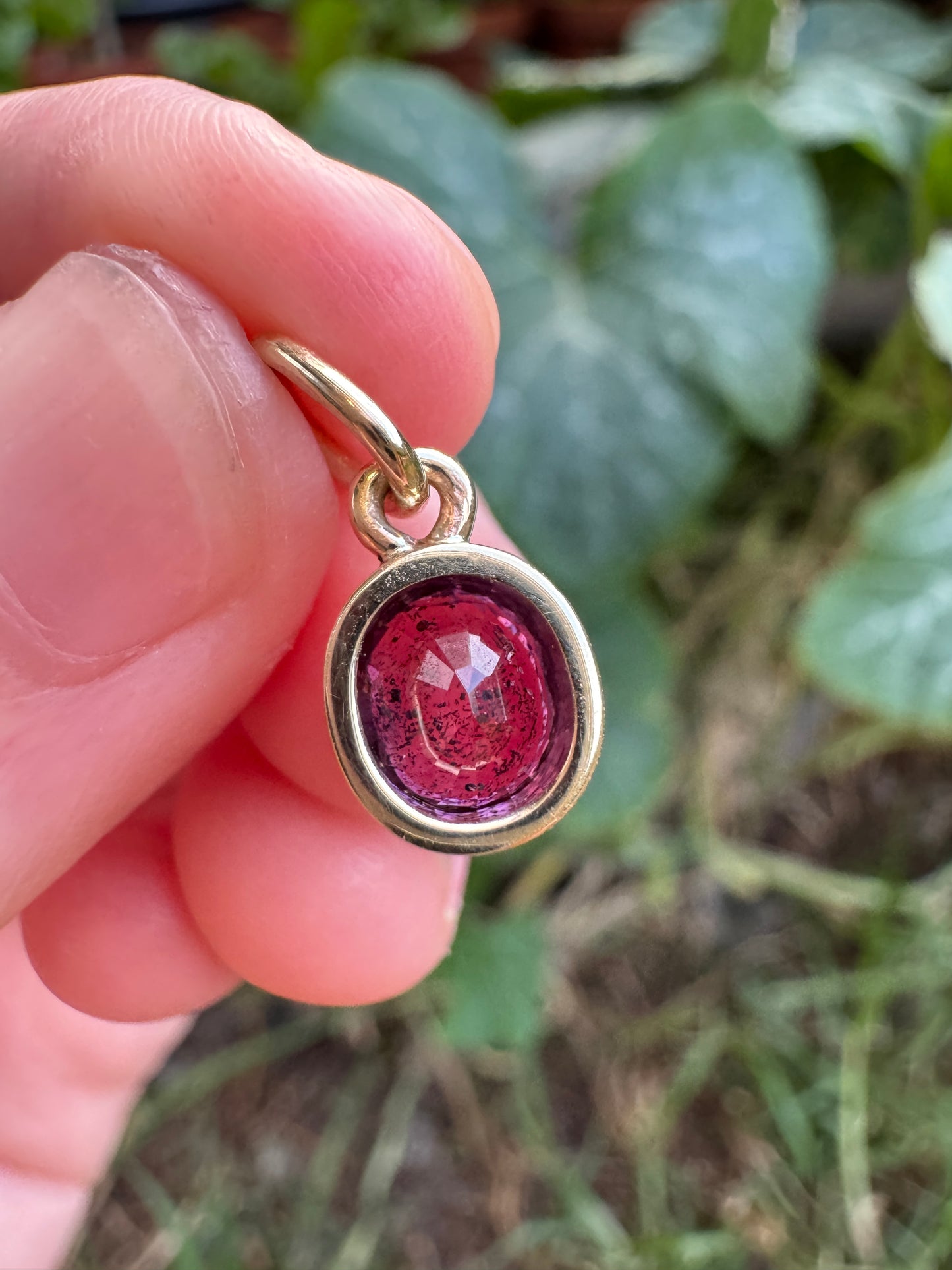 Custom handmade recycled 9ct yellow gold 1.56ct natural ruby bezel set pendant