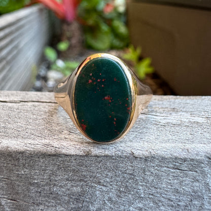 Antique Australian Dempster 15ct yellow gold bloodstone signet ring