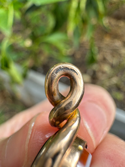 Antique 10ct rosy yellow gold bloodstone and sardonyx spinner pendant