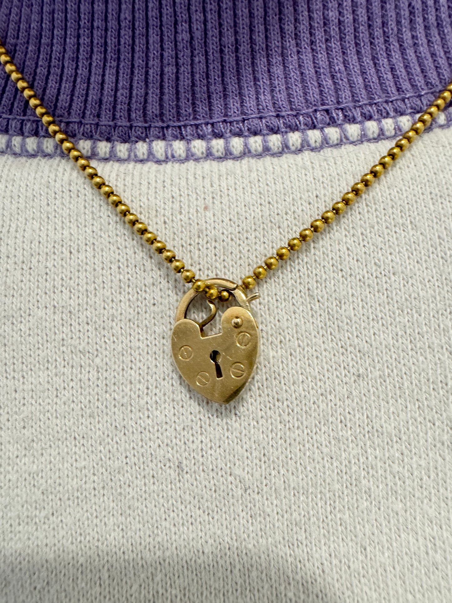 Vintage 9ct yellow gold mini heart padlock bolt charm