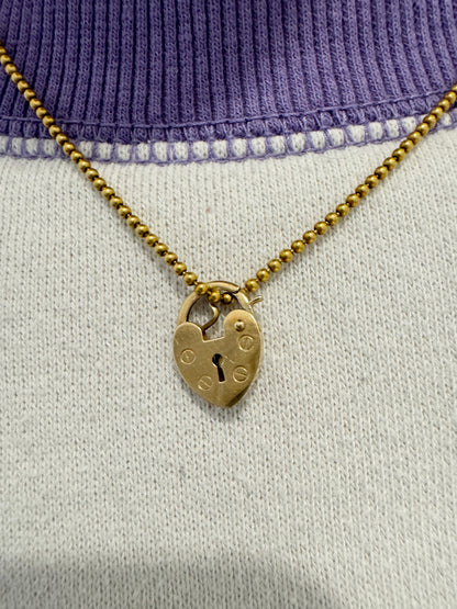 Vintage 9ct yellow gold mini heart padlock bolt charm