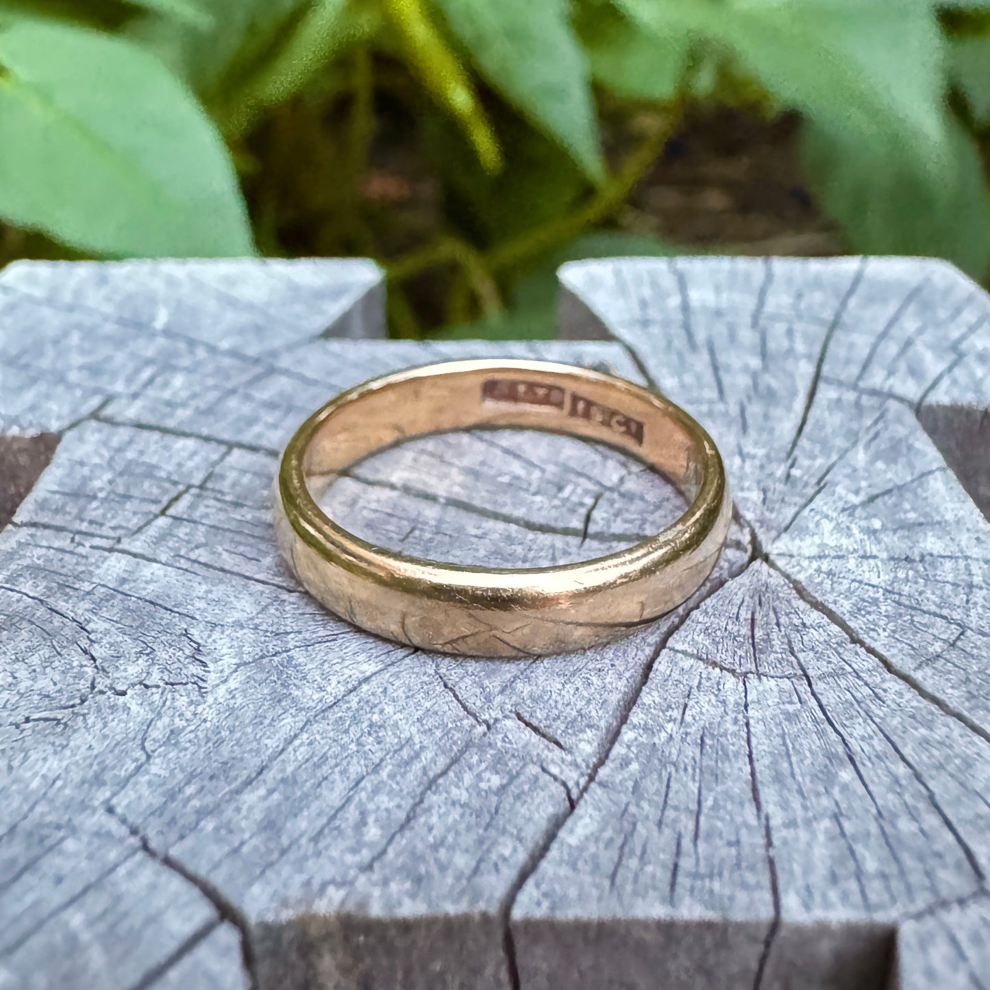 Antique 15ct rosy gold band, 3.5mm wide