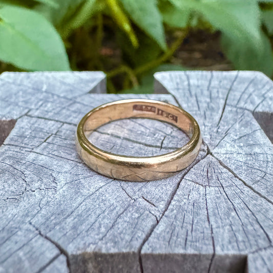 Antique 15ct rosy gold band, 3.5mm wide