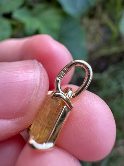 Custom handmade recycled 9ct yellow gold 1.25ct natural yellow sapphire prong set pendant