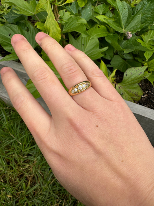 Antique 18ct yellow gold five stone 0.5ct TCW old mine cut diamond ring