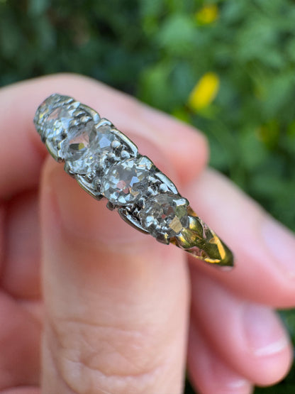 Antique 18ct yellow gold five stone 0.47ct TCW old mine cut diamond ring
