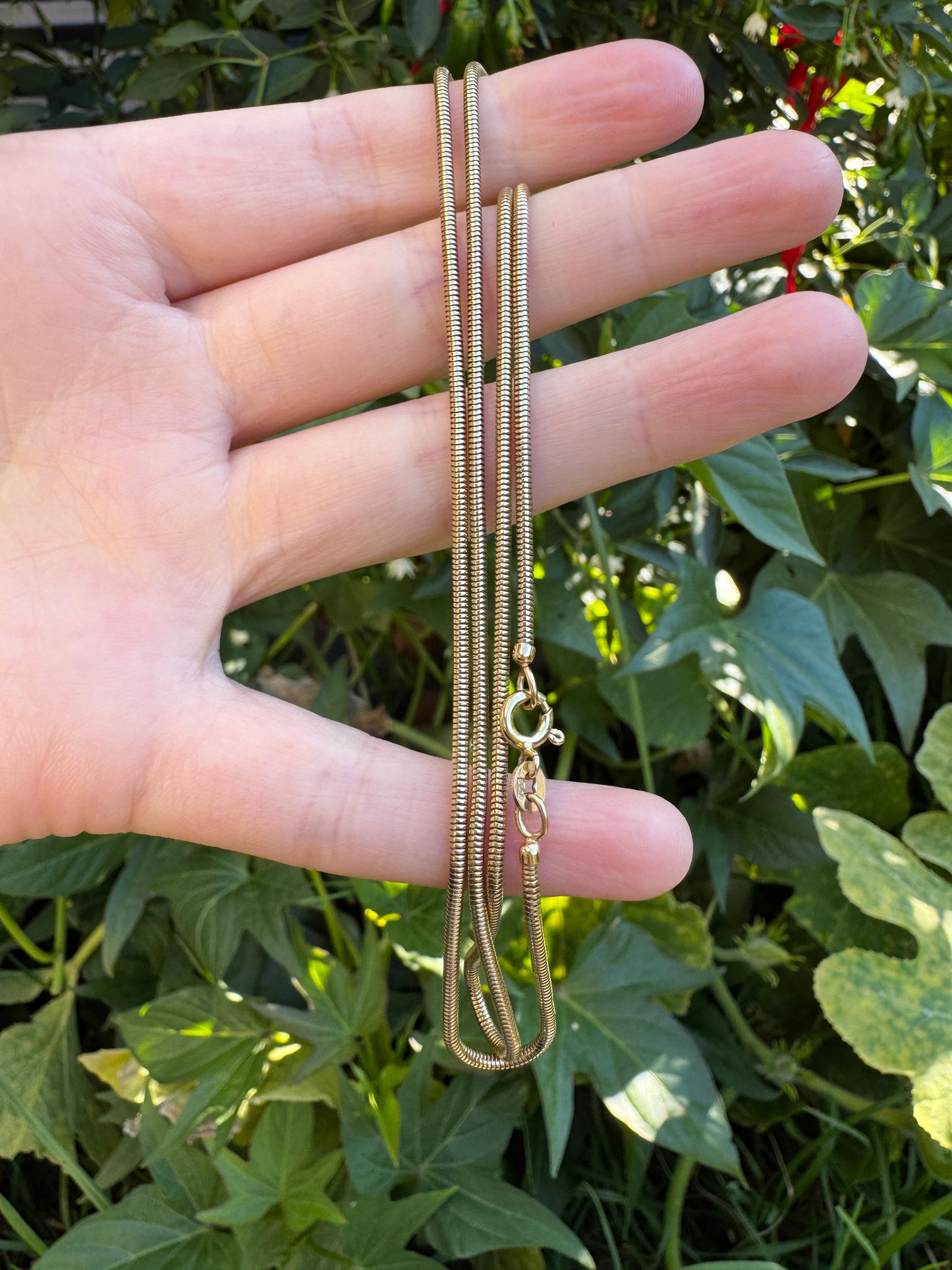 Vintage 9ct yellow gold snake chain, 51cm / 20.08 inches long