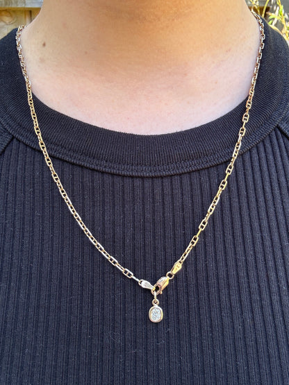 Custom handmade 9ct yellow gold 0.45ct old mine cut diamond bezel set pendant