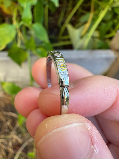 Antique Australian 18ct white gold six stone single cut diamond half eternity ring