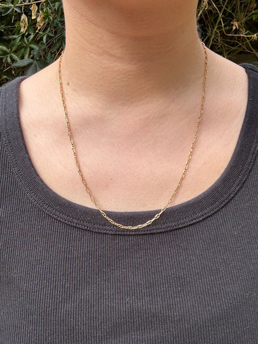 Vintage Italian 9ct yellow gold mariner link chain, 52cm / 20.47 inches long