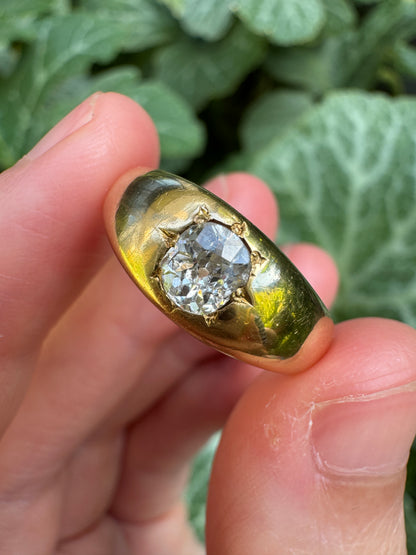 Antique Victorian 18ct yellow gold 0.52ct old mine cut diamond starset gypsy ring